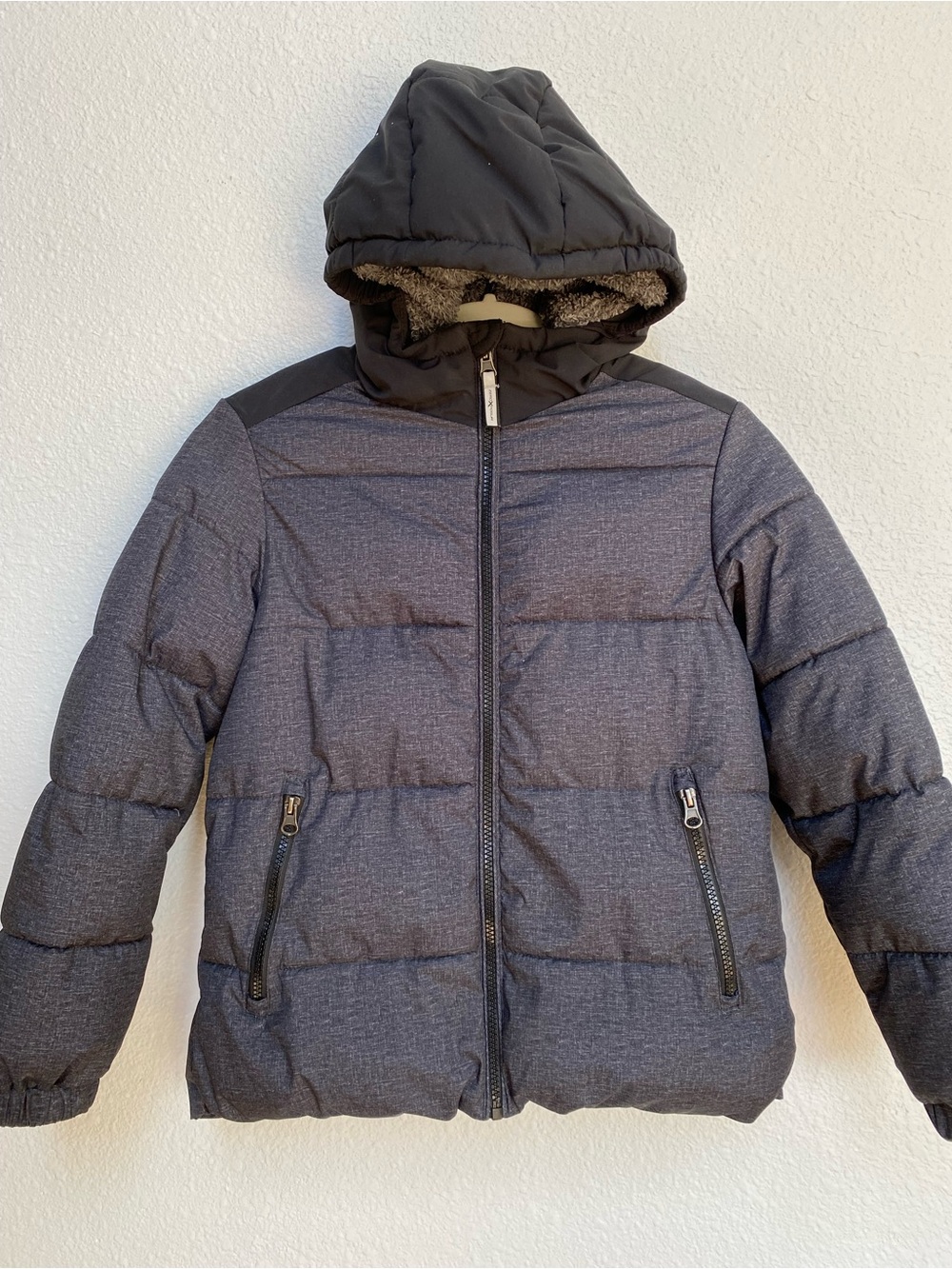 Boy’s Dark Gray Hooded Puffer Jacket - Large